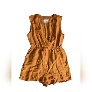 Anthropologie Maeve Burnt Orange Marigold Linen Romper 12